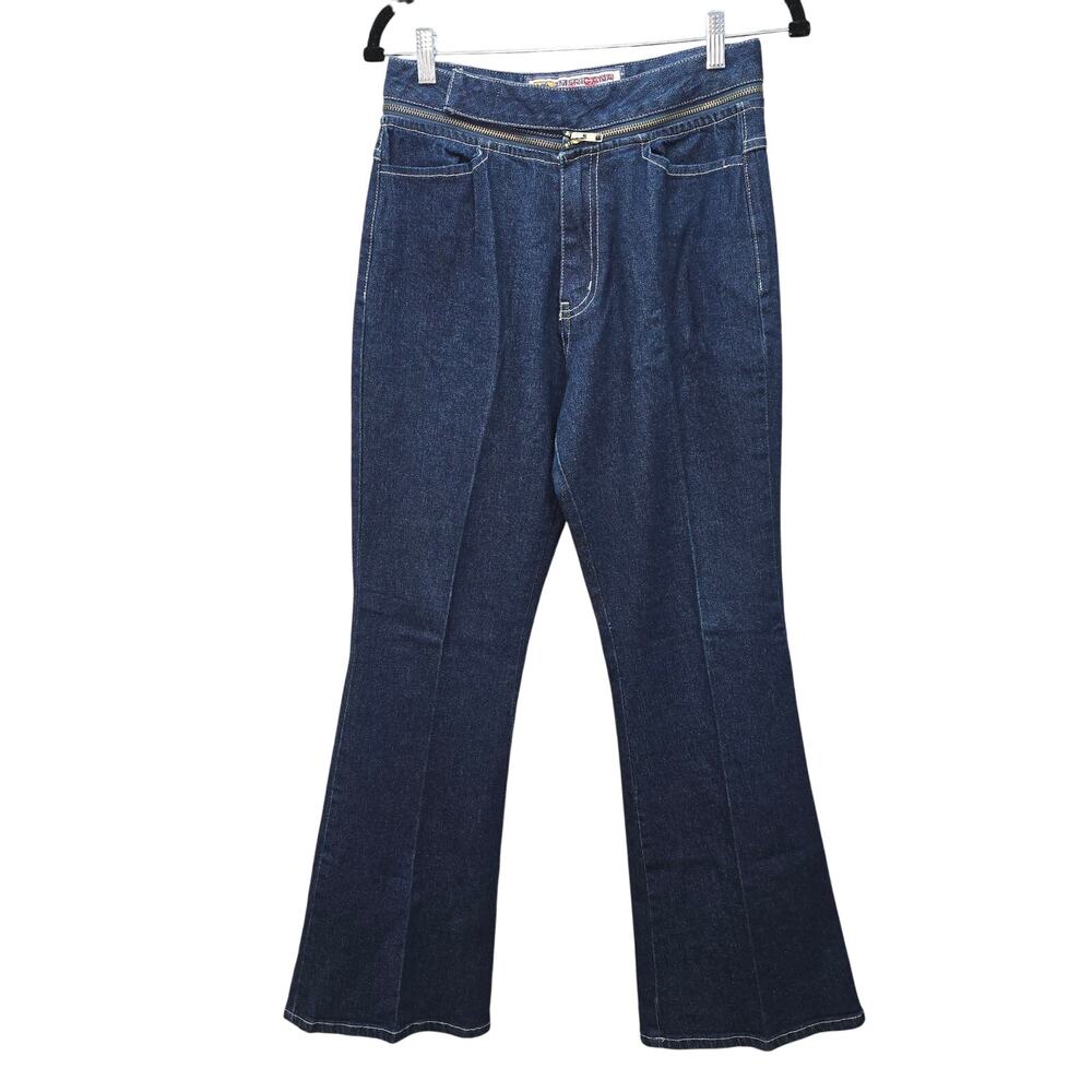 VTG y2k Americana Blues Jeans Womens Size 10 Zip Around Waist Flare 2000's